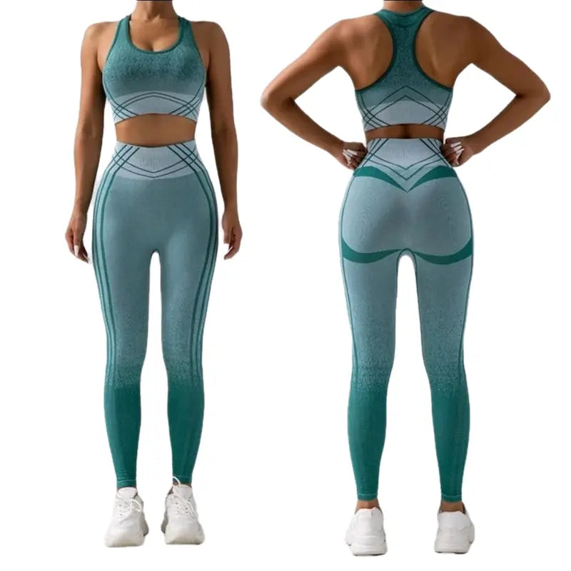 Seamleas 2PCS Activewear Outfit Women Workout Clothing Sports Bra 