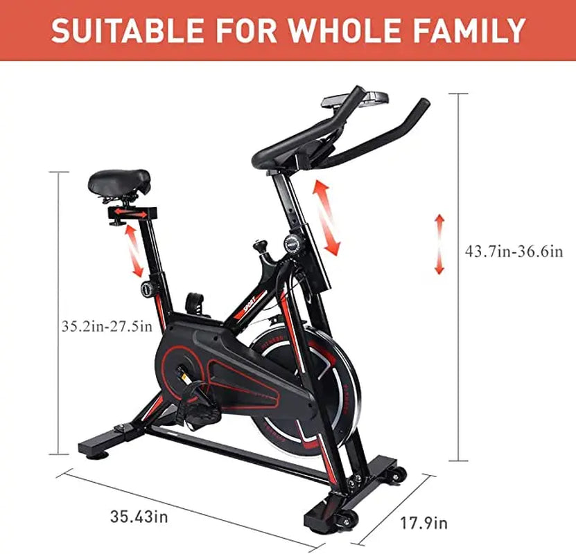 YSSOA Indoor Cycling Bike, Stationary Exercise Bike with Ipad Mount and Comfortable Seat Cushion, Silent Belt Drive, Spinning Bikes with Resistance for Home Gym Cardio Fitness Training