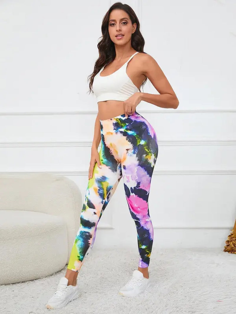 Women'S Tie Dye Print High Waist Sports Leggings, Clothing for All Seasons