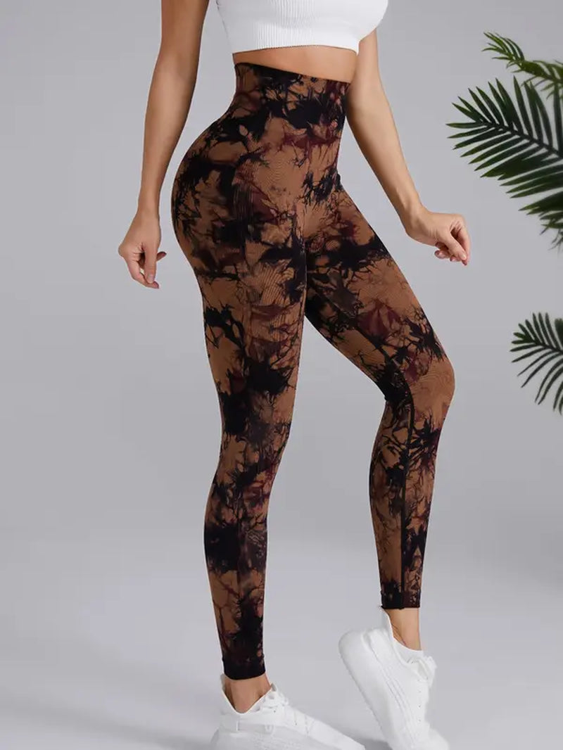 Women'S Tie Dye Print High Waist Sports Leggings