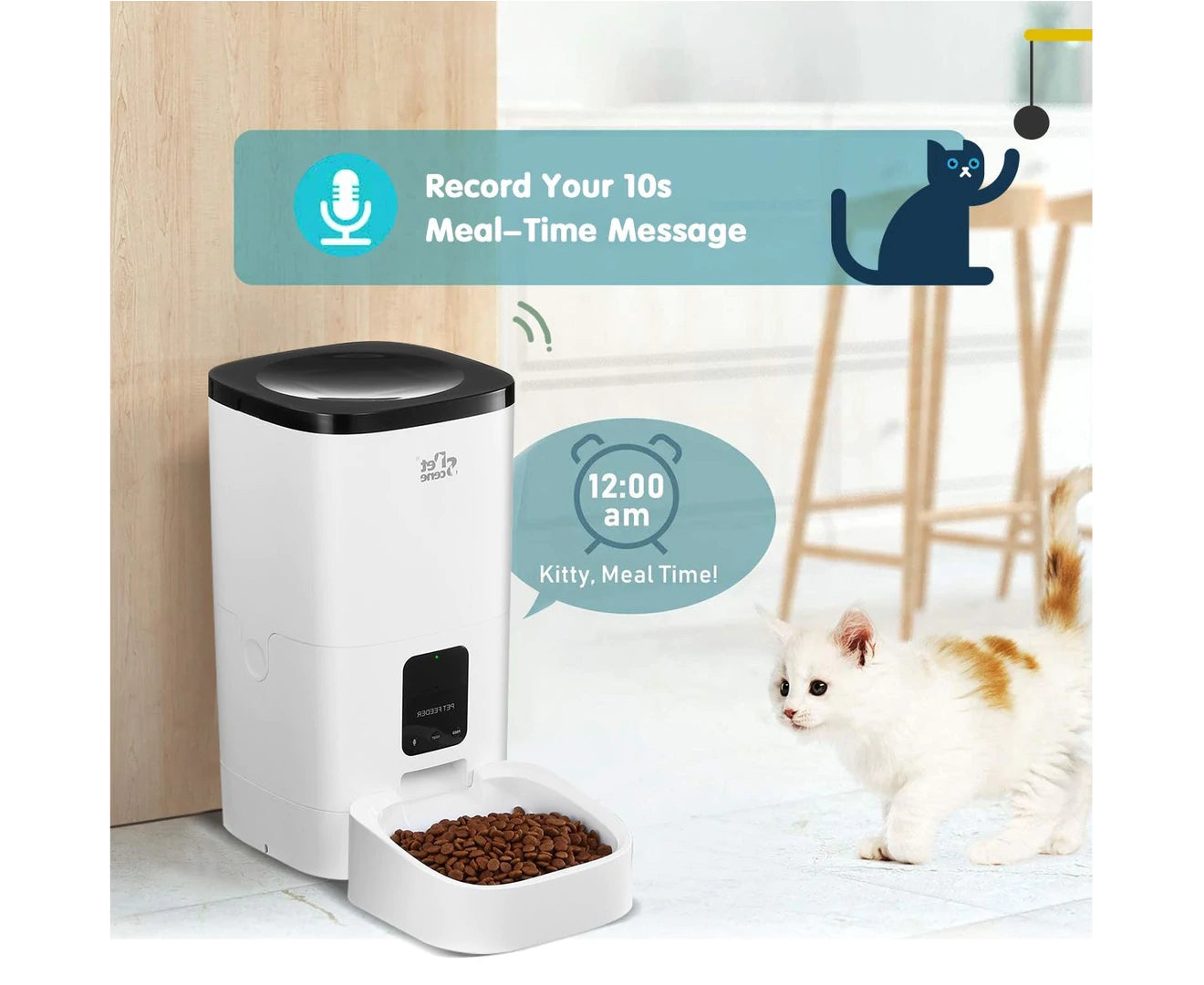 Petscene 6L Automatic Pet Feeder Wi-Fi Enabled Smart Dog Cat Feeder with App Remote Control