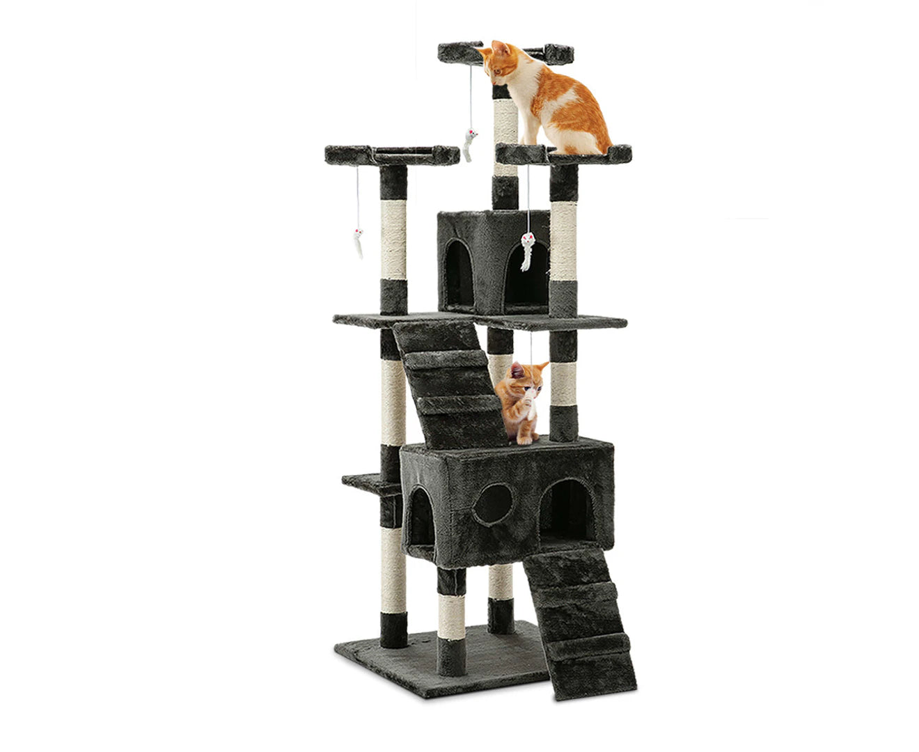 I.Pet Cat Tree 180Cm Tower Scratching Post Scratcher Wood Condo House Toys Grey