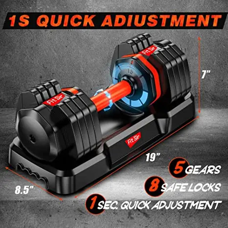 Fit Sir Adjustable Dumbbell Set 55Lbs (Single), 15~55Lb Hand Weight Change with Anti-Slip Handle for Men Women Home Gym Body Workout Exercise Fitness Strength Training