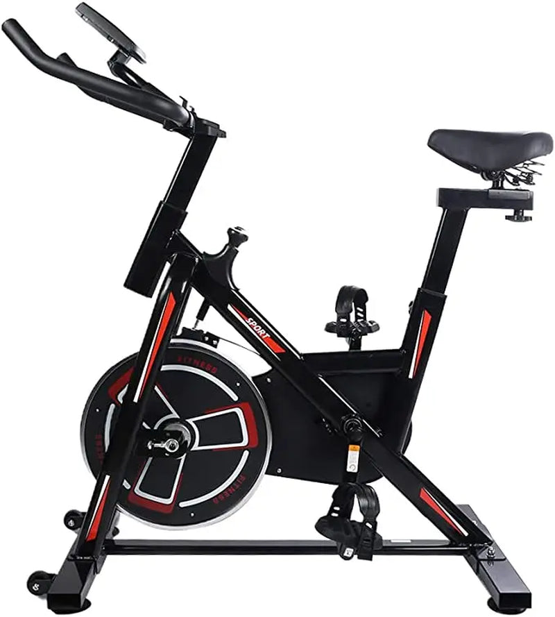 YSSOA Indoor Cycling Bike, Stationary Exercise Bike with Ipad Mount and Comfortable Seat Cushion, Silent Belt Drive, Spinning Bikes with Resistance for Home Gym Cardio Fitness Training