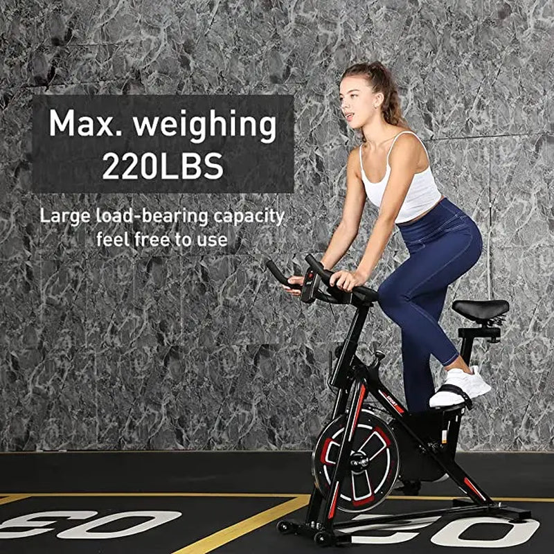 YSSOA Indoor Cycling Bike, Stationary Exercise Bike with Ipad Mount and Comfortable Seat Cushion, Silent Belt Drive, Spinning Bikes with Resistance for Home Gym Cardio Fitness Training