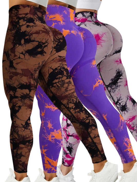 Women'S Tie Dye Print High Waist Sports Leggings