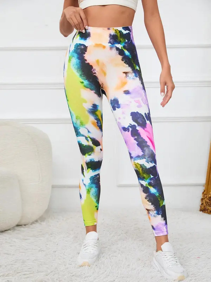 Women'S Tie Dye Print High Waist Sports Leggings, Clothing for All Seasons