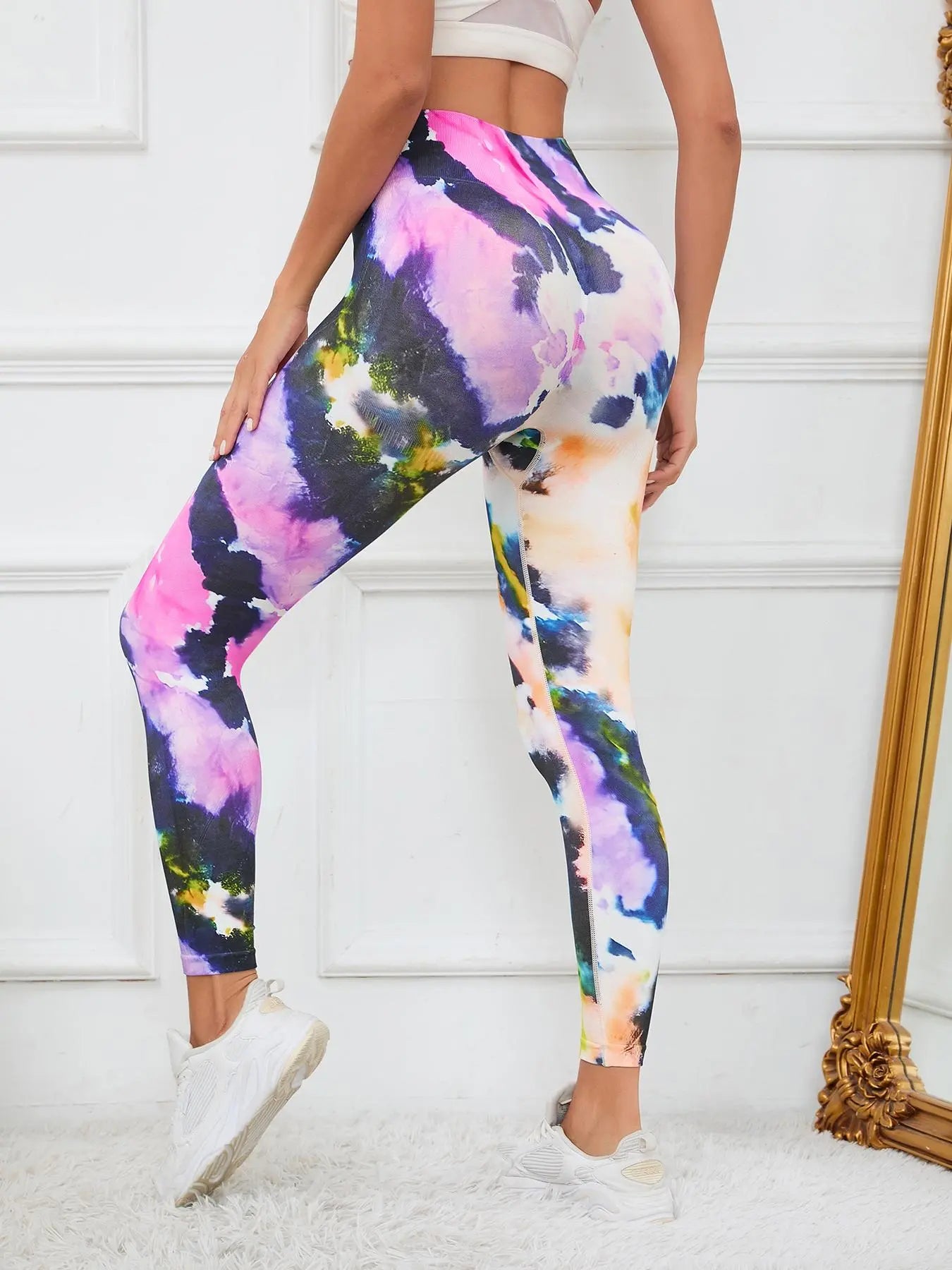 Women'S Tie Dye Print High Waist Sports Leggings, Clothing for All Seasons