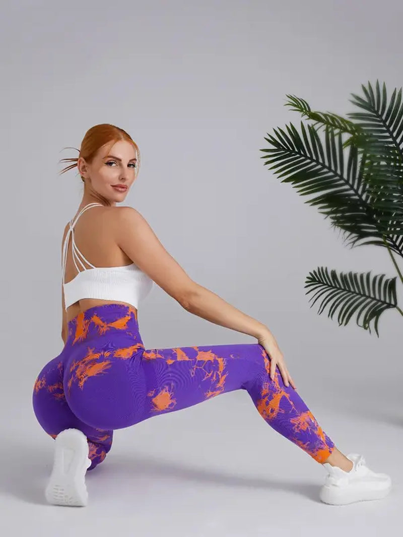 Women'S Tie Dye Print High Waist Sports Leggings