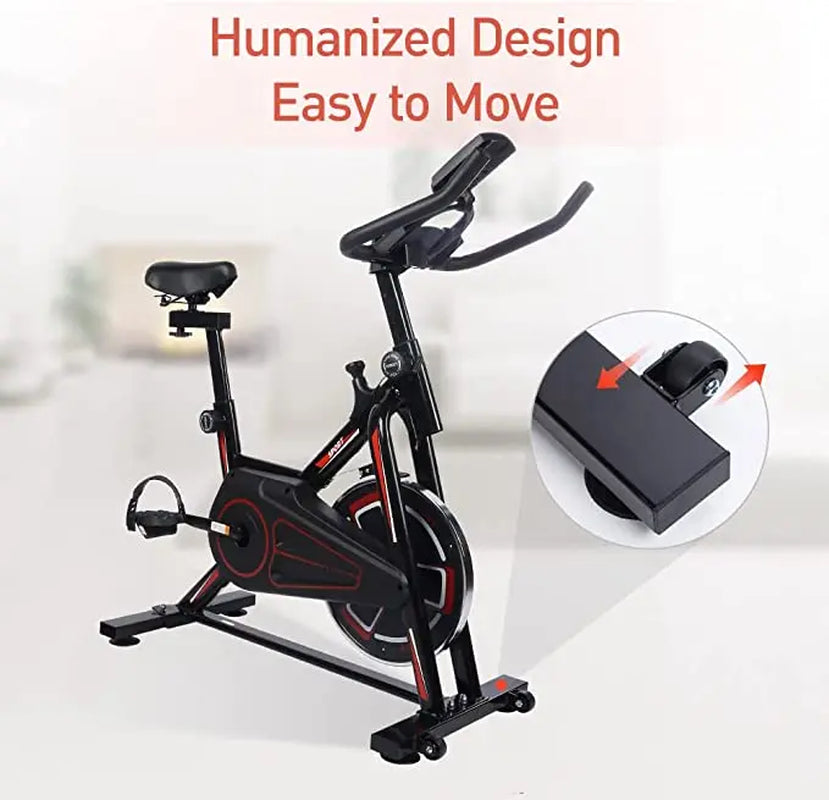 YSSOA Indoor Cycling Bike, Stationary Exercise Bike with Ipad Mount and Comfortable Seat Cushion, Silent Belt Drive, Spinning Bikes with Resistance for Home Gym Cardio Fitness Training